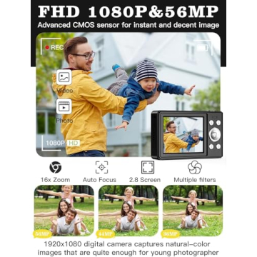 Kids Upgrade Digital Camera - 56MP FHD & 16x Zoom