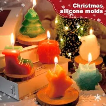 SIQINZONGWA (2Pack) Christmas Soap Molds, Christmas Silicone Molds for Mini Cakes, Candles, Soap, Include 6 Shapes Christmas Tree, Socks, Snowflake, Santa Claus, Gift Box, Jingle Bell Baking Molds