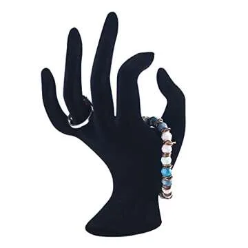 OK Gesture Ring Hand Holder,Jewelry Display Stand Hand Holder for Rings Bracelets Photo Props,Home Decoration(Black Velvet)