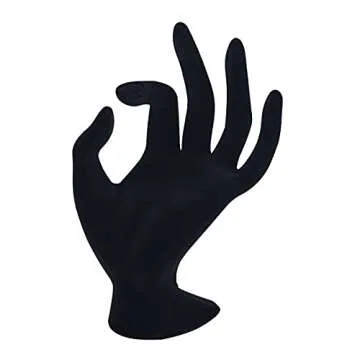 OK Gesture Ring Hand Holder,Jewelry Display Stand Hand Holder for Rings Bracelets Photo Props,Home Decoration(Black Velvet)