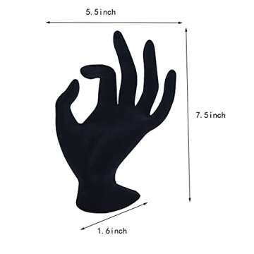 OK Gesture Ring Hand Holder,Jewelry Display Stand Hand Holder for Rings Bracelets Photo Props,Home Decoration(Black Velvet)