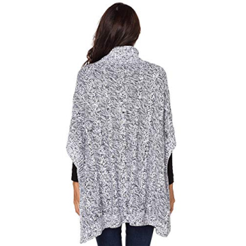 Yingkis Women's Cowl Neck Poncho Sweater in Grey