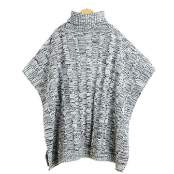 Yingkis Women's Cowl Neck Poncho Sweater in Grey