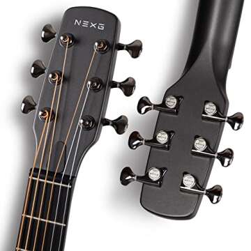 Enya NEXG Acoustic-Electric Carbon Fiber Audio Guitar Smart Acustica Guitarra for Adults with 50W Wireless Speaker, Preamp, Wireless Microphone, Hi-Fi Monitor Earphones, Strap, and Case(Black)