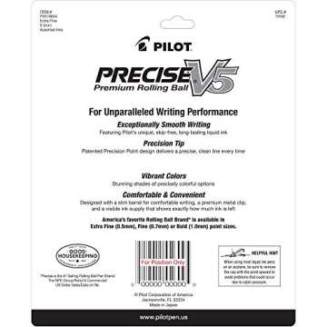 PILOT Precise V5 Rolling Ball Pen Extra Fine Point - 0.5mm - Bulk 10 Pack of 5 Black and 5 Blue Liquid Ink Rollerball Pens