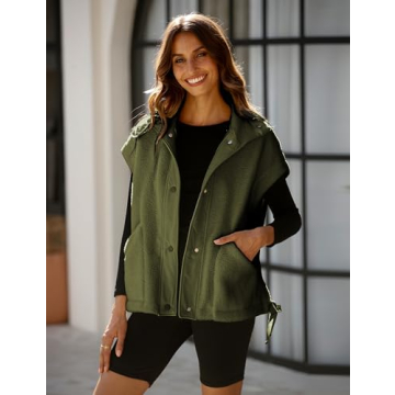 Gozoloma Women's Oversized Fleece Vest with Pockets