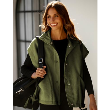 Gozoloma Women's Oversized Fleece Vest with Pockets