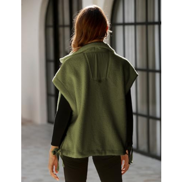 Gozoloma Women's Oversized Fleece Vest with Pockets