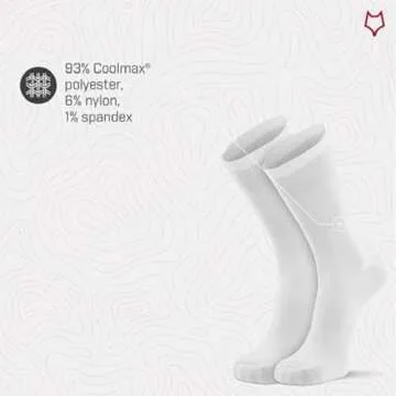 Fox River Wick Dry Crew Liner Sock, CoolMax Thin Fabric for Comfort, Breathable, Moisture Wicking, Performance Boot Socks, White, Medium