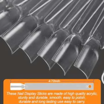 JASSINS 100 Pcs Clear Nail Swatch Sticks for Art Display