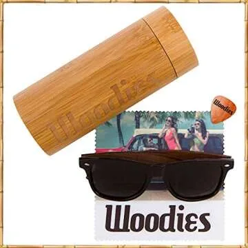 Woodies Polarized Walnut Wood Sunglasses with Free Bamboo Sunglasses Case for Men and Women | 100% UVA/UVB Protection