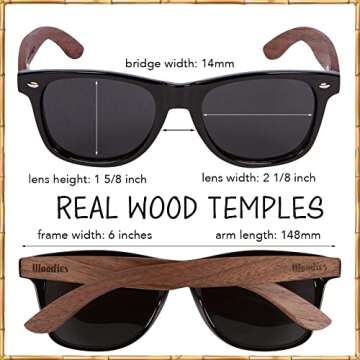 Woodies Polarized Walnut Wood Sunglasses with Free Bamboo Sunglasses Case for Men and Women | 100% UVA/UVB Protection