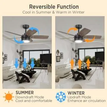 Quiet Modern Ceiling Fan with Light for Small Rooms