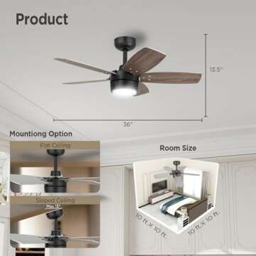 Quiet Modern Ceiling Fan with Light for Small Rooms