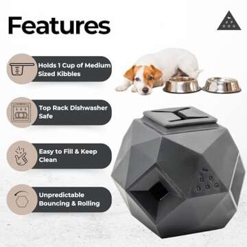 Treat Dispensing Balls for Medium Dogs and Cat Treat Dispenser Toy Interactive for Self-Play Improves Oral Hygiene, Mental Simulation, and Bordem Buster, Simple and Effective Food Toy (3.6 x 3.6 in)