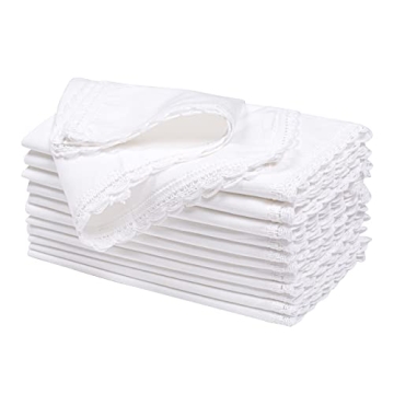 Elegant Cloth Dinner Napkins with Lace - Set of 12, 20x20