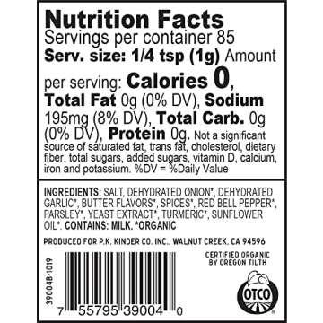 Kinder's Organic Buttery Steakhouse Rub, Premium Quality Seasoning, MSG Free, USDA Certified Organic, 3 oz