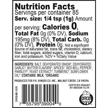 Kinder's Organic Buttery Steakhouse Rub, Premium Quality Seasoning, MSG Free, USDA Certified Organic, 3 oz