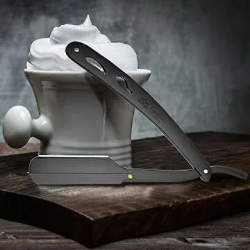 Equinox Matte Black Straight Edge Razor with Blades