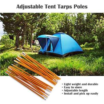 Odoland Adjustable Tarp Poles, Telescoping Aluminum Tarp and Tent Poles Set of 2, Collapsible Lightw...