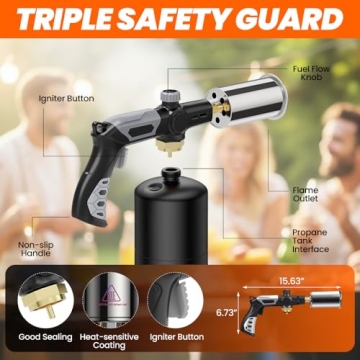 Saker Adjustable Butane Torch Gun for BBQ and Welding