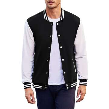 COOFANDY Men's Varsity Bomber Jacket High School Baseball Jacket Custom Letterman Jacket