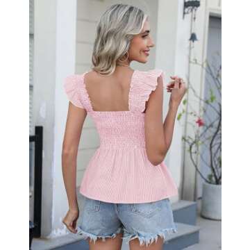 LOMON Womens Tank Tops Sleeveless Ruffle Design for Summer