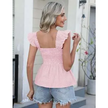 LOMON Womens Tank Tops Sleeveless Ruffle Design for Summer