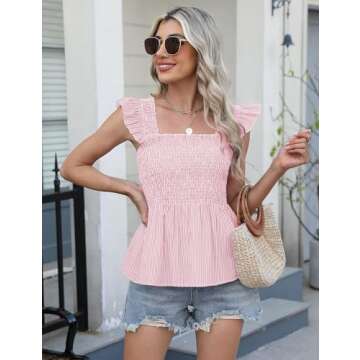 LOMON Womens Tank Tops Sleeveless Ruffle Design for Summer