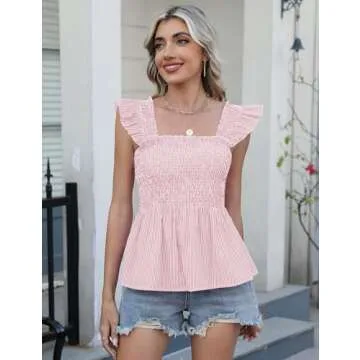 LOMON Womens Tank Tops Sleeveless Ruffle Design for Summer