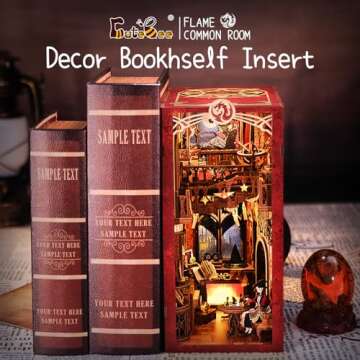 CUTEBEE DIY Book Nook Kit for Adults and Teens, DIY Wooden Miniature Tiny House Dollhouse Kit Booksh...