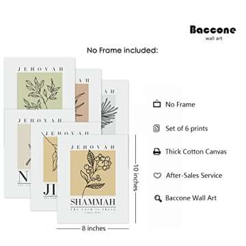 Bible Wall Art Print Set of 6 Christian Scripture Wall Art Decor Jehovah Jireh Rapha Shalom Shammah ...