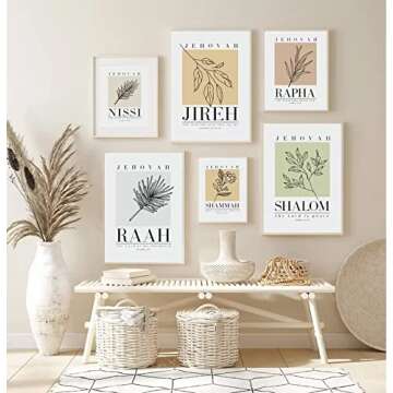 Bible Wall Art Print Set of 6 Christian Scripture Wall Art Decor Jehovah Jireh Rapha Shalom Shammah Nissi Raah Wall Art Bible Verse Poster Modern Minimalist for Living Room Bedroom 8x10 Inch UNFRAMED