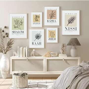 Bible Wall Art Print Set of 6 Christian Scripture Wall Art Decor Jehovah Jireh Rapha Shalom Shammah Nissi Raah Wall Art Bible Verse Poster Modern Minimalist for Living Room Bedroom 8x10 Inch UNFRAMED