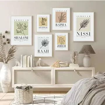Bible Wall Art Print Set of 6 Christian Scripture Wall Art Decor Jehovah Jireh Rapha Shalom Shammah Nissi Raah Wall Art Bible Verse Poster Modern Minimalist for Living Room Bedroom 8x10 Inch UNFRAMED