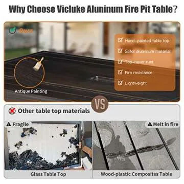 Vicluke 44" Aluminum Propane Fire Pit Table for Outdoor