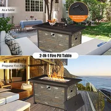 Vicluke 44" Aluminum Propane Fire Pit Table for Outdoor