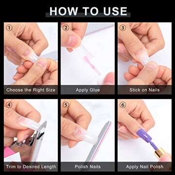 1000PCS Half Cover False Nails Tips, krofaue 10 Sizes Lady French Style Acrylic Artificial Tip Manicure with Box for Nail Tips Art Salons and Home DIY (Natural+Clear)