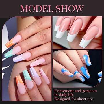 1000PCS Half Cover False Nails Tips, krofaue 10 Sizes Lady French Style Acrylic Artificial Tip Manicure with Box for Nail Tips Art Salons and Home DIY (Natural+Clear)