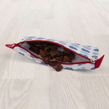 Nordic By Nature 4 Pack - Reusable Sandwich Bags Dishwasher Safe BPA Free - Durable Washable Quick Dry Cloth Baggies -Reusable Snack Bags For Kids School Lunches - Easy Open Zipper - (Apple Pattern)