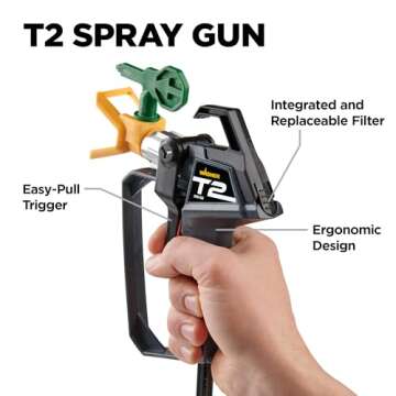 Wagner Spraytech 2435698 Control Pro 130 Paint Sprayer with T2 Gun, High Efficiency Airless Sprayer with Low Overspray