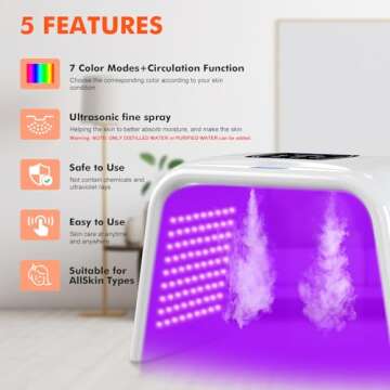 Holsn Red Light Therapy for Face Body 7 Color LED Therapy Light Photon LED Light Therapy Lamp with Spray, Professional LED Face Mask Light Therapy Mask Facial Beauty Machine SPA Skin Care Rejuvenation