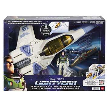 Mattel Disney and Pixar Lightyear Vehicle & Figure Toy, 20-in XL-15 Spaceship with 5-in Buzz Figure, Eject Action & Projectiles