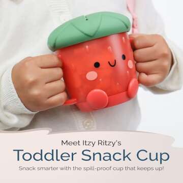 Itzy Ritzy Toddler Snack Cup - Spill-Proof Snack Cup for Toddlers with Soft Silicone Lid for Easy Fo...