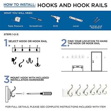 Franklin Brass Heavy Duty Coat Hooks - 5-Pack Durable Design