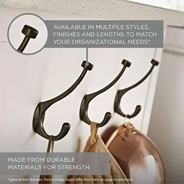 Franklin Brass Heavy Duty Coat Hooks - 5-Pack Durable Design