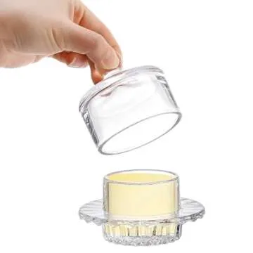 Frcctre 2 Pack Glass Butter Dish Set for Elegant Serving