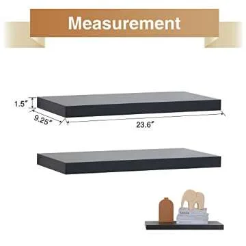 Arceisle 24" Black Floating Shelves for Stylish Storage