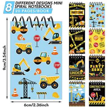 Containlol 24 Piece Construction Party Favors Mini Notebooks for Kids