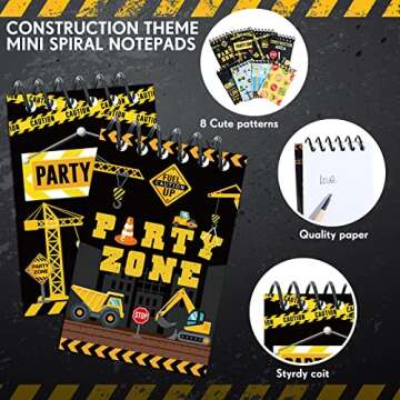 Containlol Mini Construction Notebooks for Kids' Parties